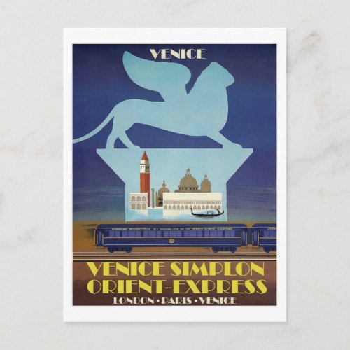 Venice Simplon Orient Express railway vintage Postcard