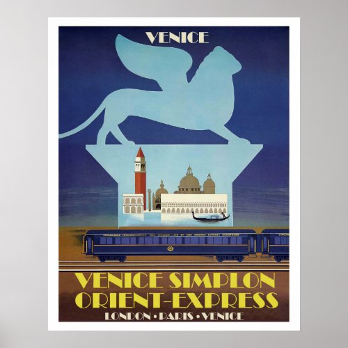 Venice Simplon Orient Express railway vintage Poster