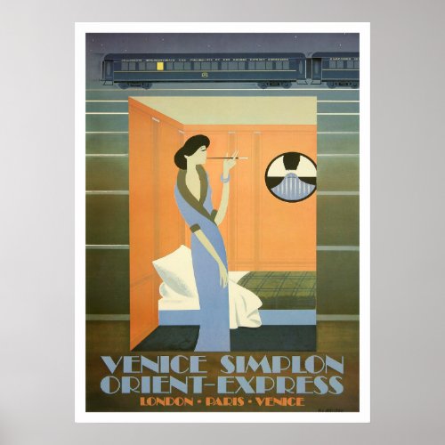 Venice Simplon Orient Express railway vintage Poster