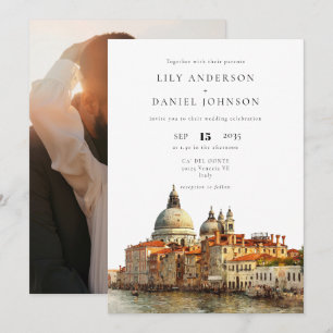 Venice Skyline Destination Photo Wedding Invitation