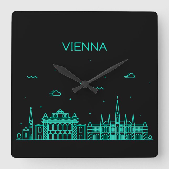 Venice skyline square wall clock (Front)