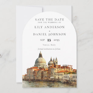 Venice Skyline Watercolor Wedding Arch Save The Date