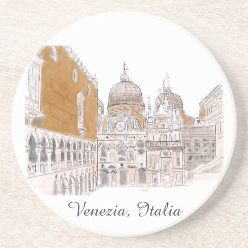 Venice St Marks Square Classic Illustration Coaster