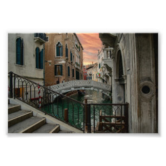 Venice Sunset Canal & Bridge – Romantic Photo Print