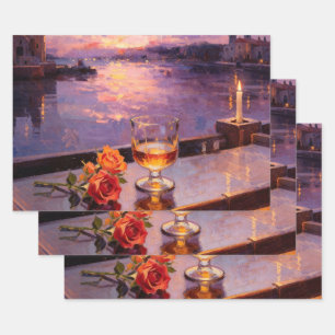 Venice Sunset Whiskey & Roses Wrapping Paper Sheets