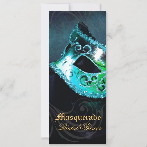 Venice Teal Masquerade Bridal Shower Invitation