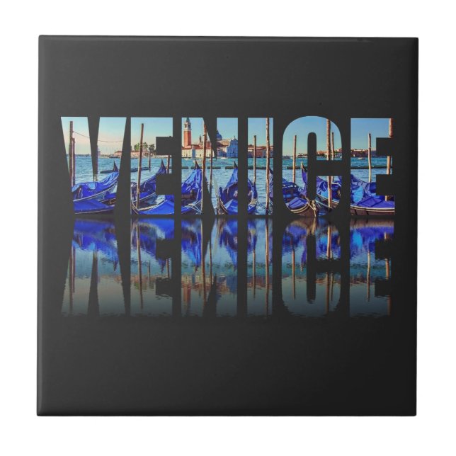 Venice text with reflection ceramic tile (Front)