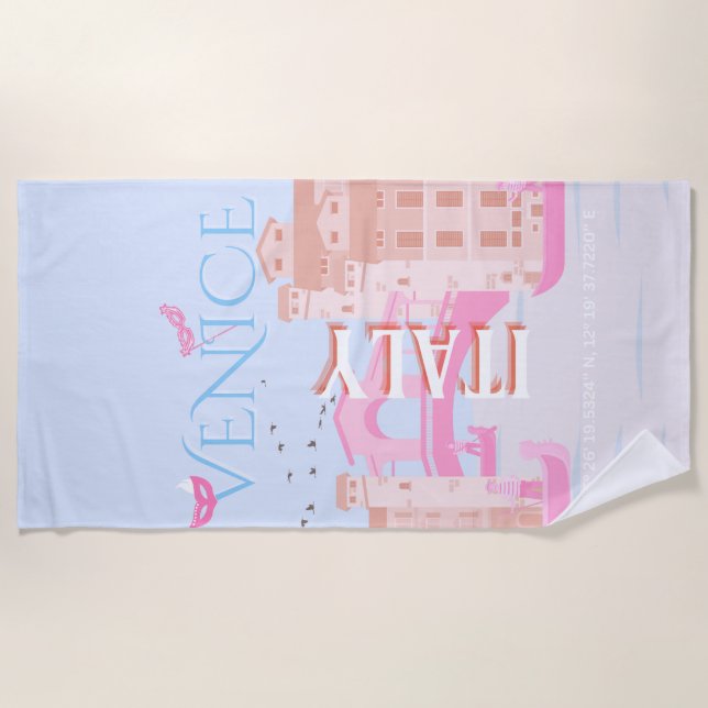 Venice Travel Art, Italy, Travel Art Beach Towel (Front)