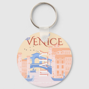Venice Travel Art, Italy, Travel Art, Retro Keychain