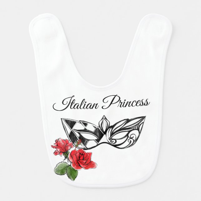 *~* Venice Venetian Mask Roses  Italian Princess Baby Bib (Front)