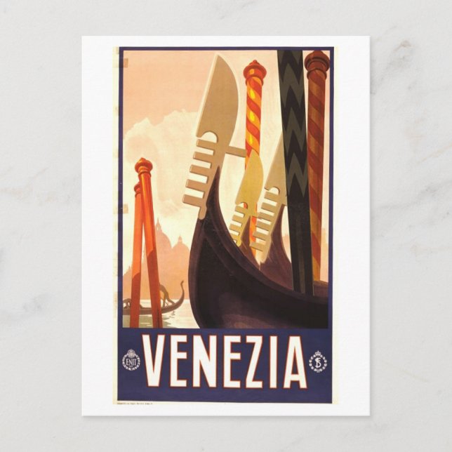 Venice (Venezia) Vintage Travel Poster Postcard (Front)