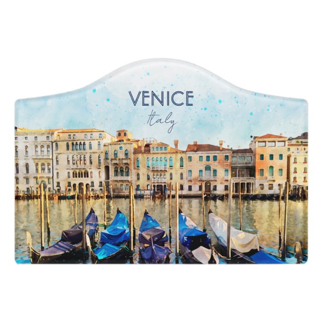 VENICE VENEZIA watercolor - Italy Travel souvenir Door Sign (Small Crest Front)