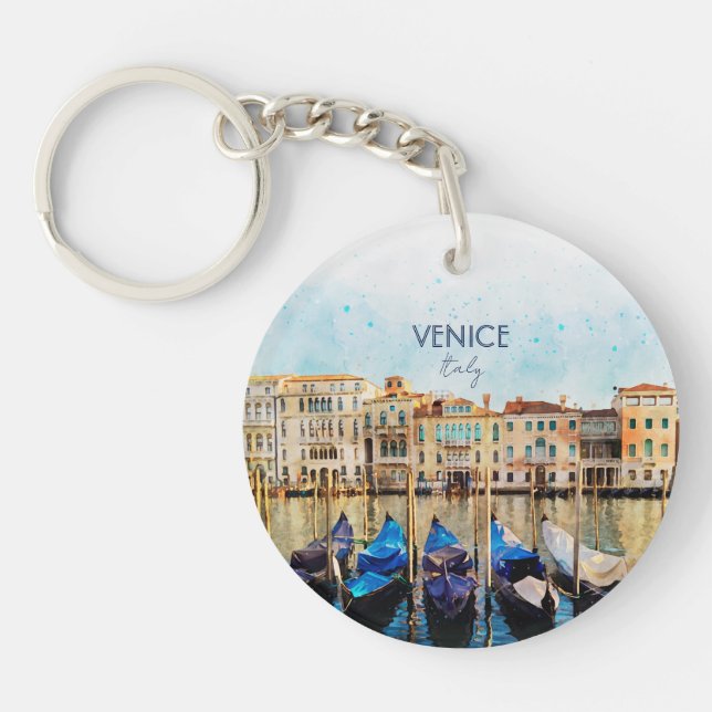 VENICE VENEZIA watercolor - Italy Travel souvenir Keychain (Front)