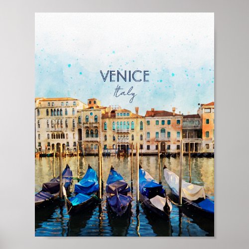 VENICE VENEZIA watercolor _ Italy Travel souvenir Poster