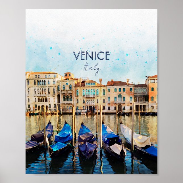 VENICE VENEZIA watercolor - Italy Travel souvenir Poster (Front)
