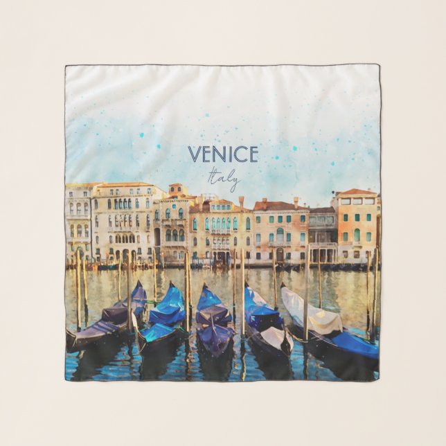VENICE VENEZIA watercolor - Italy Travel souvenir Scarf (Front)