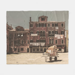 Venice vintage-style landscape fleece blanket
