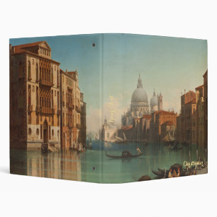 Venice Vintage Travel Art Monogram Office School 3 Ring Binder