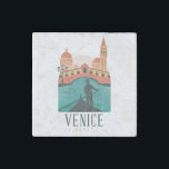 Venice Vintage Travel   Stone Magnet<br><div class="desc">Vintage beautiful minimalist and stylish Stone Magnet and souvenir of the italian city of Venice. It shows the famous buildings the canal and a gondola. Great gift idea for your family and loved ones.</div>