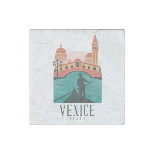 Venice Vintage Travel   Stone Magnet (Front)
