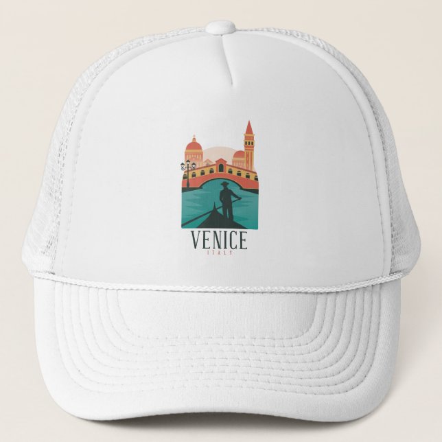 Venice Vintage Travel Trucker Hat (Front)