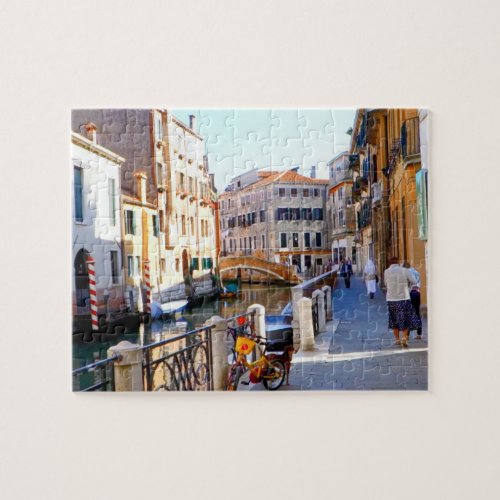Venice walkway by Italian river canal Italy Jigsaw Puzzle