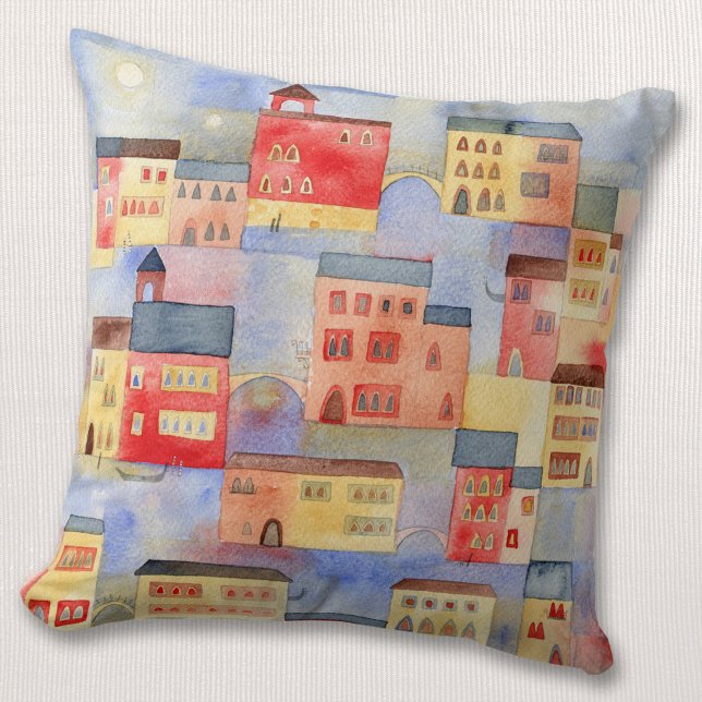 Venice Watercolor Throw Pillow (Creator Uploaded)