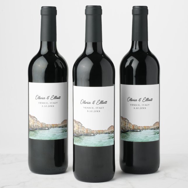 Venice Wedding Favor Personalized Wine Label (Bottles)