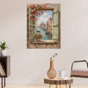 Venice Window View Poster Print