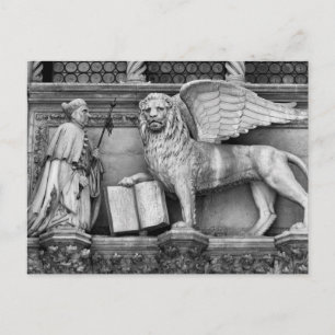 VENICE WINGED LION B/W POSTCARD