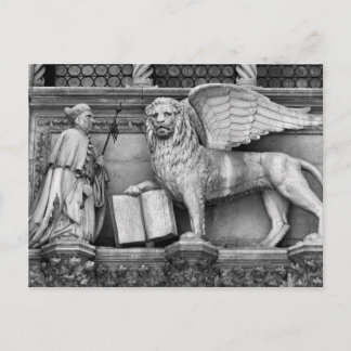VENICE WINGED LION B/W POSTCARD