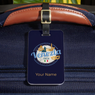 Venice with gondolier Italy carnival vintage Luggage Tag