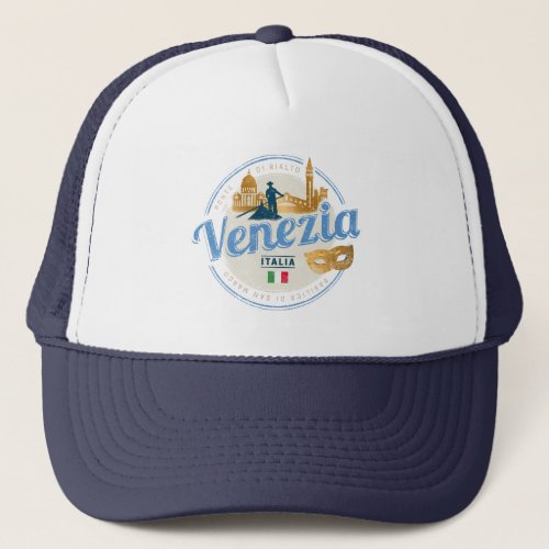 Venice with gondolier Italy carnival vintage Trucker Hat