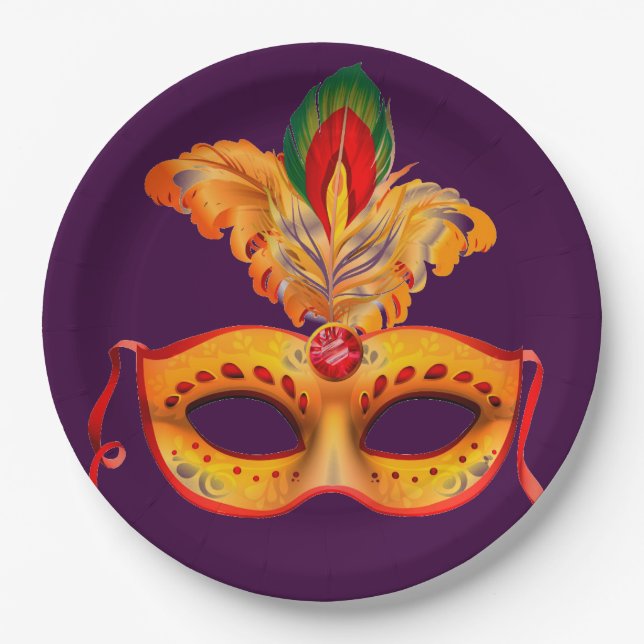 Venician mask Masquerade ball masked party Paper Plates (Front)