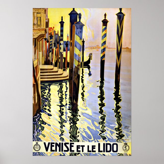 Venise et le Lido Italy Vintage Travel Poster (Front)