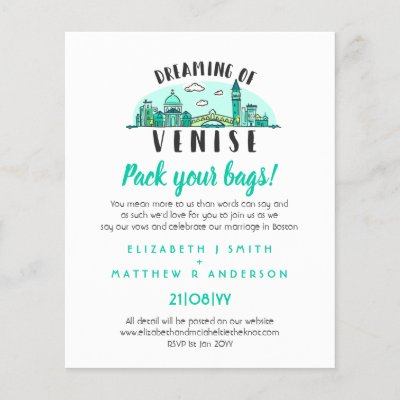 VENISE Wedding Handdrawn Skyline Modern Invite
