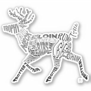 Venison Deer Calligram Typography Word Cloud Sticker