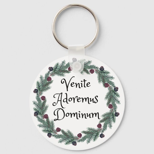 Venite Adoremus Dominum Latin Religious Christmas Keychain (Front)