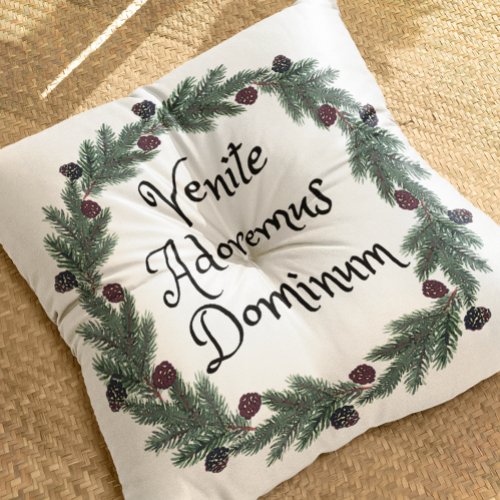 Venite Adoremus Vintage Christmas Carol Latin Throw Pillow