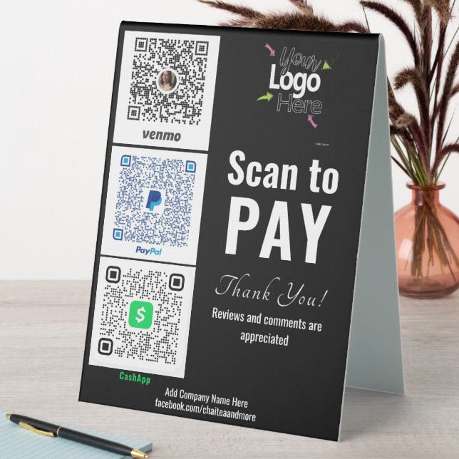 Venmo Add Your Business Logo Pay Here  Table Tent (In SItu (Table))