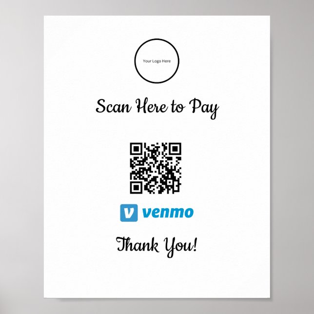 Venmo Mobile Payment | Scan To Pay Poster (Front)