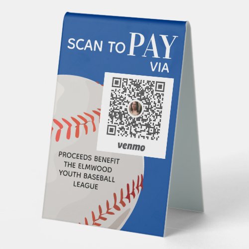 Venmo Pay Here Sign Baseball Concession Stand Sign