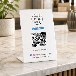 Venmo Payment Tabletop Sign   QR Code Scan to Pay