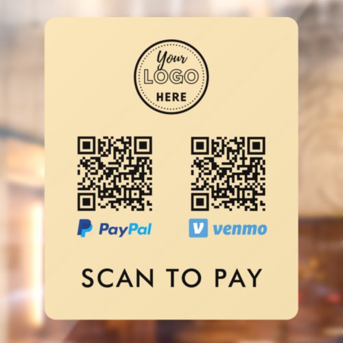 Venmo Paypal QR Code Scan to Pay Logo Groovy Window Cling