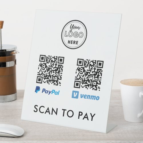 Venmo Paypal QR Code Scan to Pay Logo White Pedestal Sign