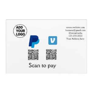 Venmo paypal scan to pay add q r code logo text na acrylic print