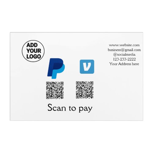 Venmo paypal scan to pay add q r code logo text na acrylic print