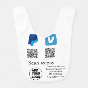Venmo paypal scan to pay add q r code logo text na baby bib