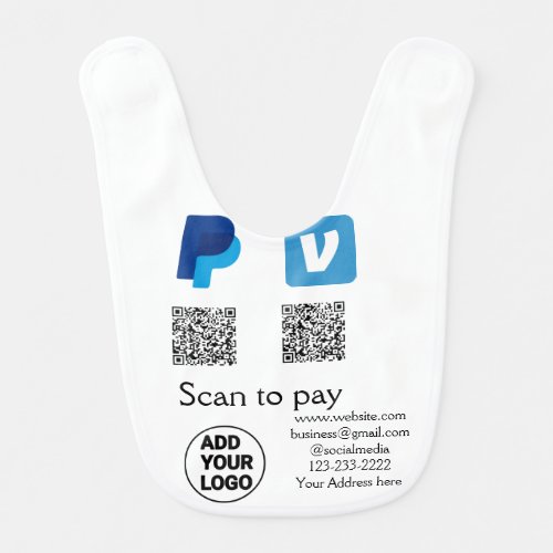 Venmo paypal scan to pay add q r code logo text na baby bib