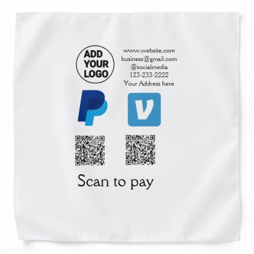 Venmo paypal scan to pay add q r code logo text na bandana